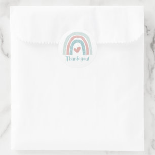 Pastel Bohemian Rainbow Thank You  Classic Round Sticker