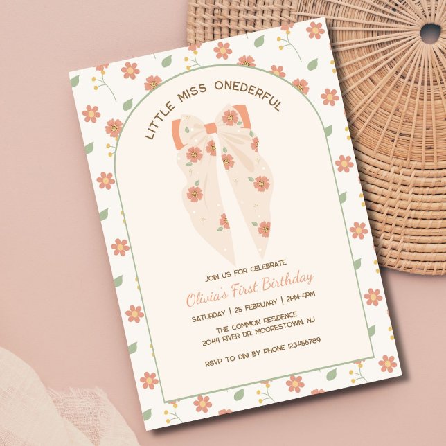 Pastel Boho Bow Birthday Bash Invitation (Creator Uploaded)
