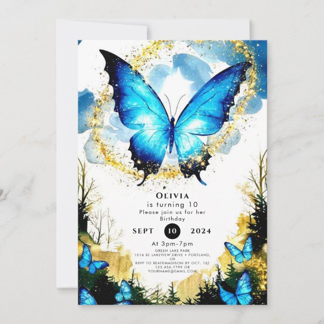 Pastel Boho Butterfly Birthday Invitation (Front)