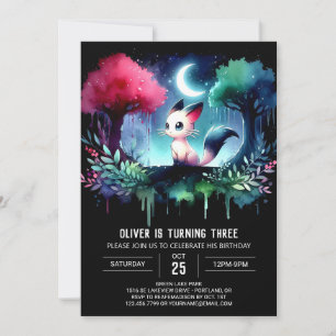Pastel Boho Cat Birthday Invitation