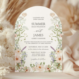 Pastel Boho Chic Wildflower Garden Floral Wedding Invitation