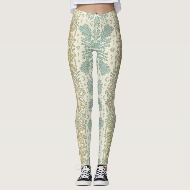 Pastel Boho Coral Mandala  Leggings (Front)