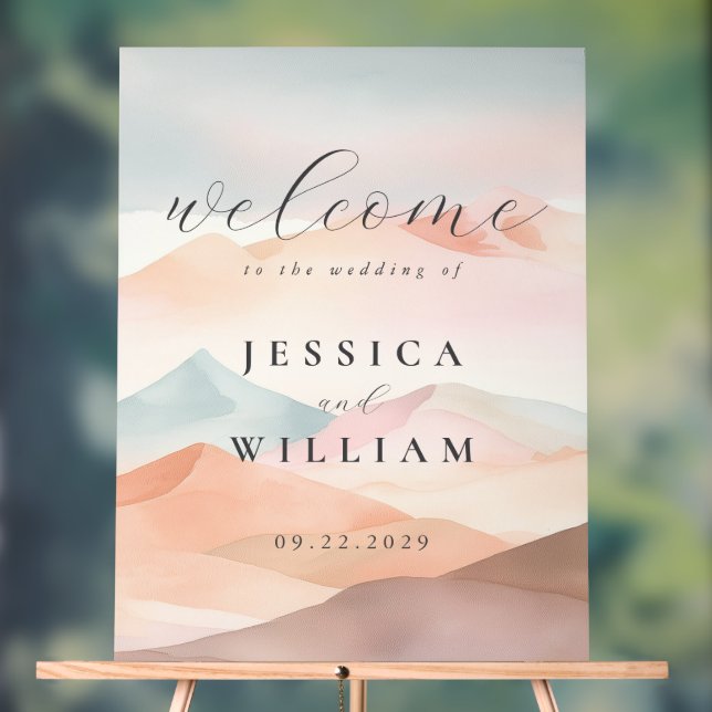 Pastel Boho Desert Wedding Welcome Acrylic Sign (Neutral)
