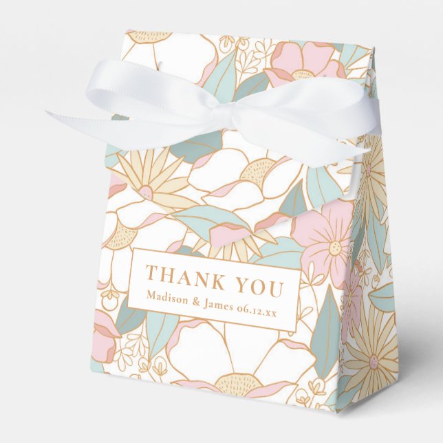 Pastel Boho Floral Pattern Bridal Shower Favour Box (Front Side)