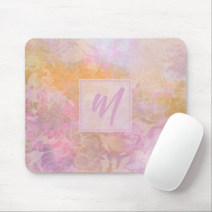 Pastel Boho Floral Pattern Chic Monogram Mouse Mat