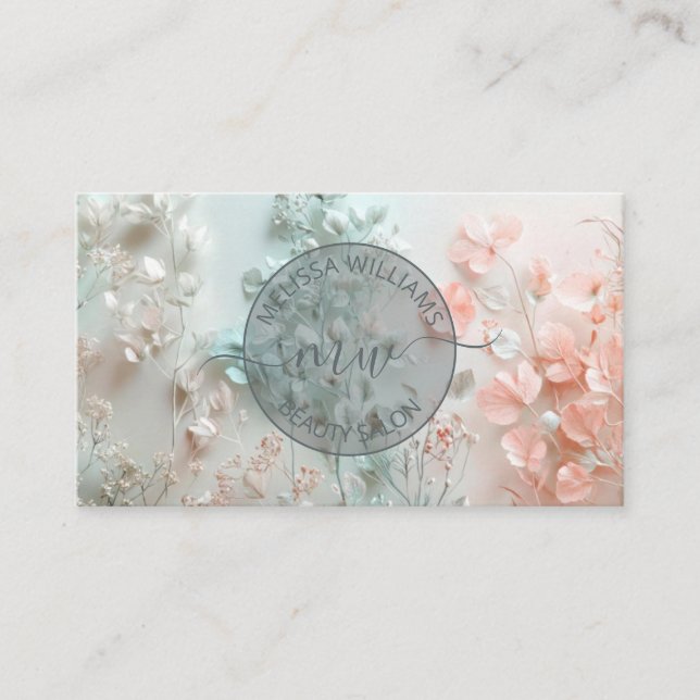 Pastel Boho Flowers Logo Business Card (Front)
