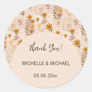 Pastel Boho Mustard Yellow Wildflowers Classic Round Sticker