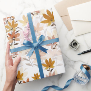 Pastel Boho Mustard Yellow Wildflowers Wrapping Paper