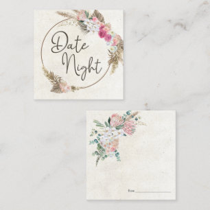 Pastel Boho Neutral Floral Date Night Card