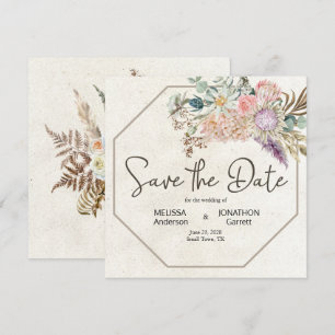 Pastel Boho Neutral Floral Elegant Save The Date