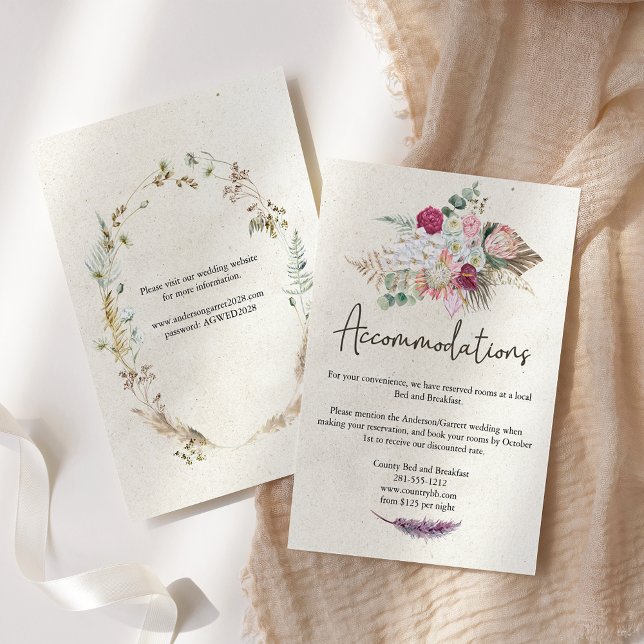 Pastel Boho Neutral Floral Wedding Enclosure Card (Creator Uploaded)