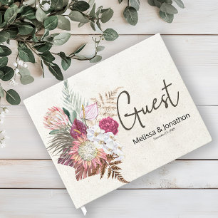 Pastel Boho Neutral Floral Wedding Guest Book