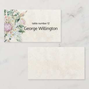 Pastel Boho Neutral Floral Wedding Place Card