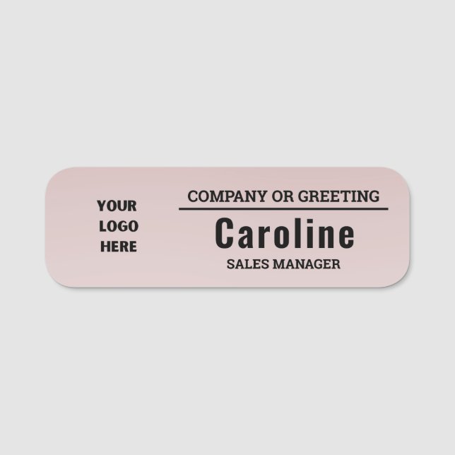 Pastel Boho Ombre Customisable Logo Employee Name Tag (Front)
