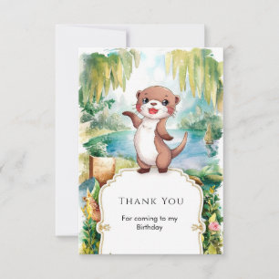 Pastel Boho Otter Birthday Thank You Card