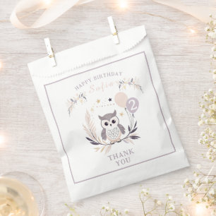Pastel Boho Owl and Balloons Birthday Favour Bags