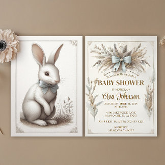 Pastel Boho Rabbit Invitation