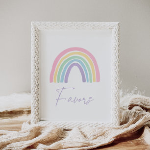 Pastel Boho Rainbow Baby Shower Favours Sign