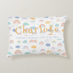 Pastel Boho Rainbow Cloud Pattern Decorative Cushion