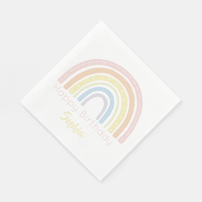 Pastel Boho Rainbow Favour Tags Napkin (Corner)
