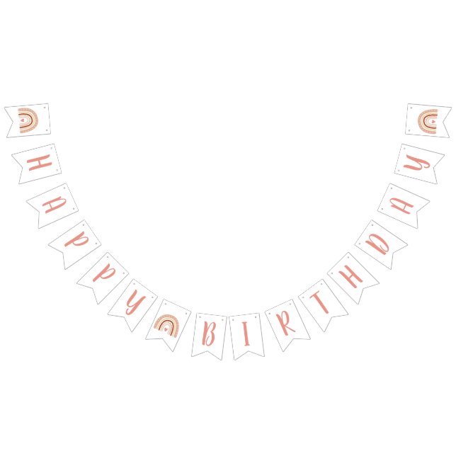 Pastel Boho Rainbow Girls Happy Birthday Bunting (All)
