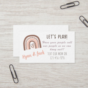 Pastel Boho Rainbow Kids Play Date Calling Card