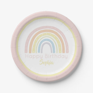 Pastel Boho Rainbow Paper Plate