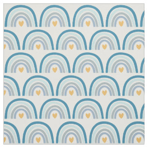Pastel Boho Rainbows-Blues, Mint, and Gold Fabric