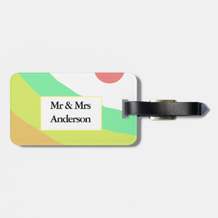 pastel boho red yellow greenadd your initials text luggage tag