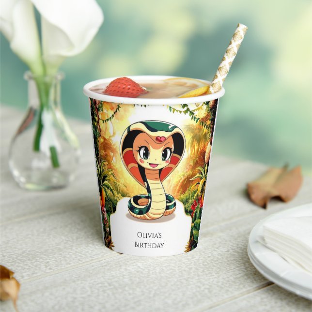 Pastel Boho Snake Birthday Paper Cups (Insitu)
