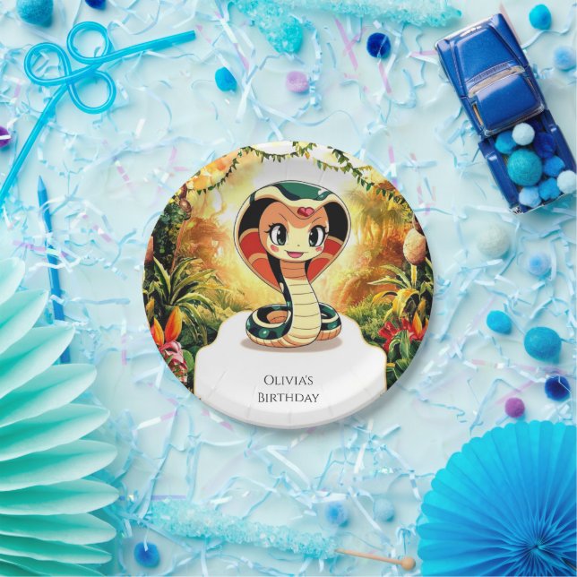 Pastel Boho Snake Birthday Paper Plate (Party)