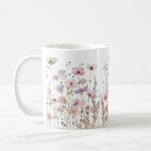 Pastel Boho Wild Flowers Floral Watercolor Coffee Mug
