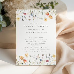 Pastel Boho Wildflower Bridal Shower Invitation