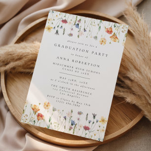 Pastel Boho Wildflower Graduation Party Invitation