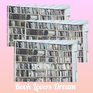 Pastel Bookcase Shelves of Books Tissue Paper