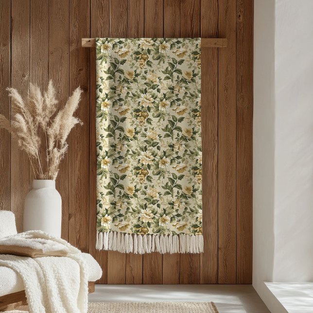 Pastel Botanical Blanket Sage Green Gold Elegance (Pastel Botanical Blanket Sage Green Gold Elegance)