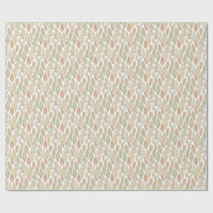 Pastel Botanical Leaf Pattern Wrapping Paper