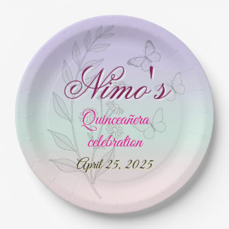 Pastel Botanical Quinceañera Napkins  Paper Plate