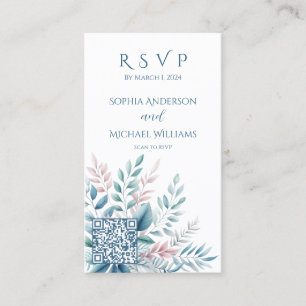 Pastel Botanical Wedding-RSVP-QR code- Business Card