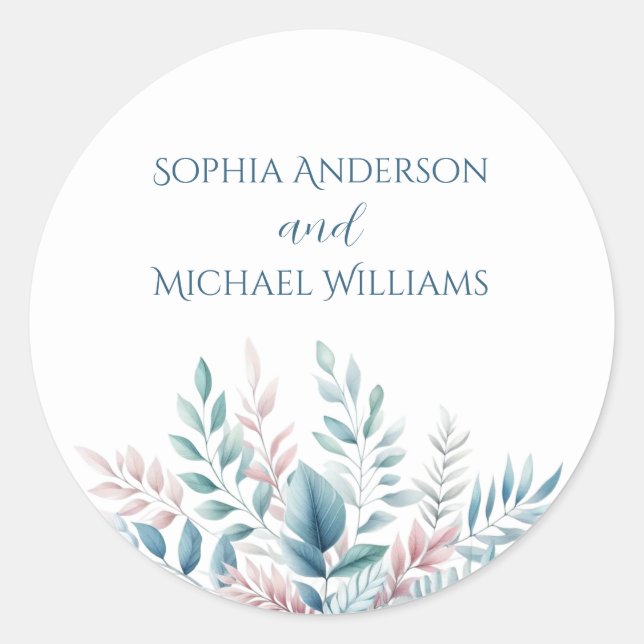 Pastel Botanical Wedding- Wedding Stickers (Front)