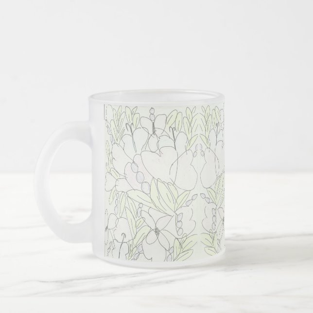 Pastel Bountiful Blossoms Frosted Glass Coffee Mug (Left)