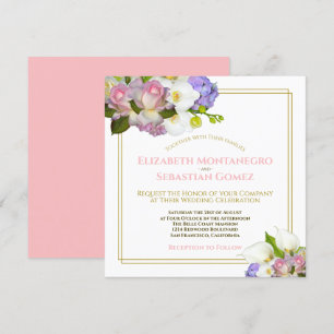 Pastel Bouquet Spring Floral Square Wedding Invitation