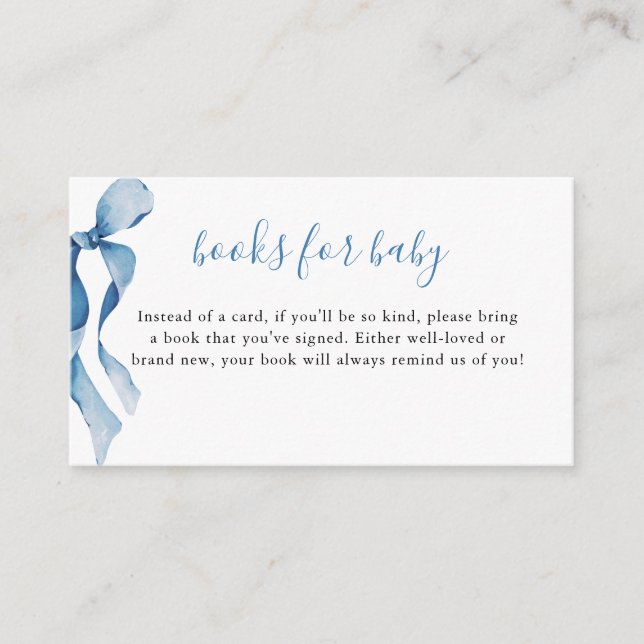Pastel Bow Books For Baby Shower Enclosure Card (Front)
