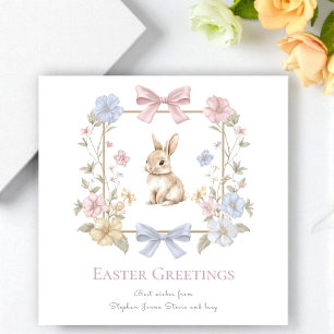 Pastel Bow Floral Bunny Easter Card