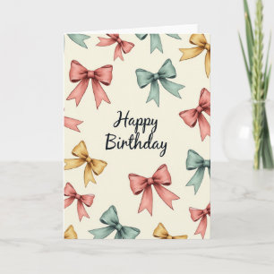 Pastel Bows Birthday Card