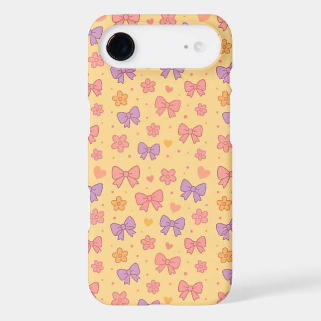 Pastel Bows & Flowers Pattern – Cute Yellow Girly (Back)