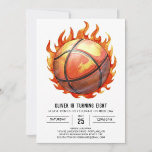 Pastel Boy Modern Basketball Birthday Invitation