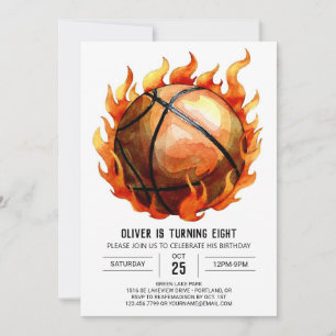 Pastel Boy Modern Basketball Birthday Invitation
