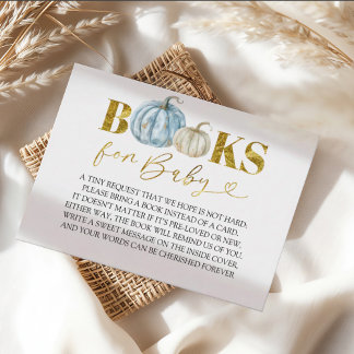 Pastel Boy Pumpkin Baby Shower Books For Baby Enclosure Card
