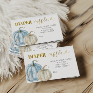 Pastel Boy Pumpkin Baby Shower Diaper Raffle Enclosure Card
